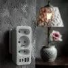 Regleta de enchufes MACLEAN MCE248 F/W — 3 tomas AC (1×16A, 2×6A) + 4×USB (2×A, 2×C PD 20W), conector EU, blanco