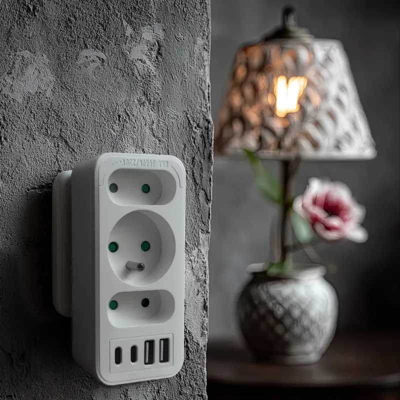 Regleta de enchufes MACLEAN MCE248 F/W — 3 tomas AC (1×16A, 2×6A) + 4×USB (2×A, 2×C PD 20W), conector EU, blanco