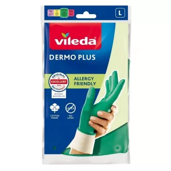 Guantes Vileda Dermo Plus 'L' verdes algodón, nitrilo
