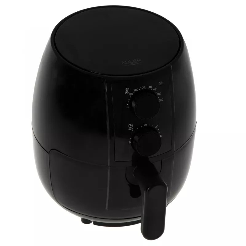 Freidora de aire Adler AD 6312 — 2,5 L, 1600 W, negra, 80–200 °C, temporizador de 60 minutos