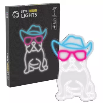 Neon Lights MANTA SNL114MT bulldog con gafas cartel de neón