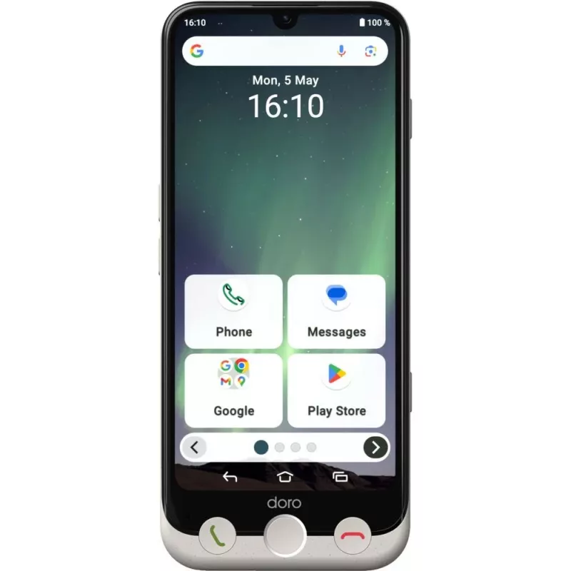 Doro Aurora A30 smartphone para mayores con base de carga inalámbrica, 6,1 pulgadas, 128GB, Graphite