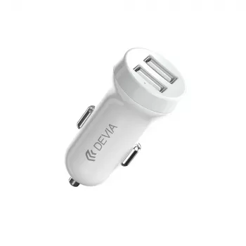Cargador de coche Devia Smart Series Lightning 5V 3,1A Dual USB blanco