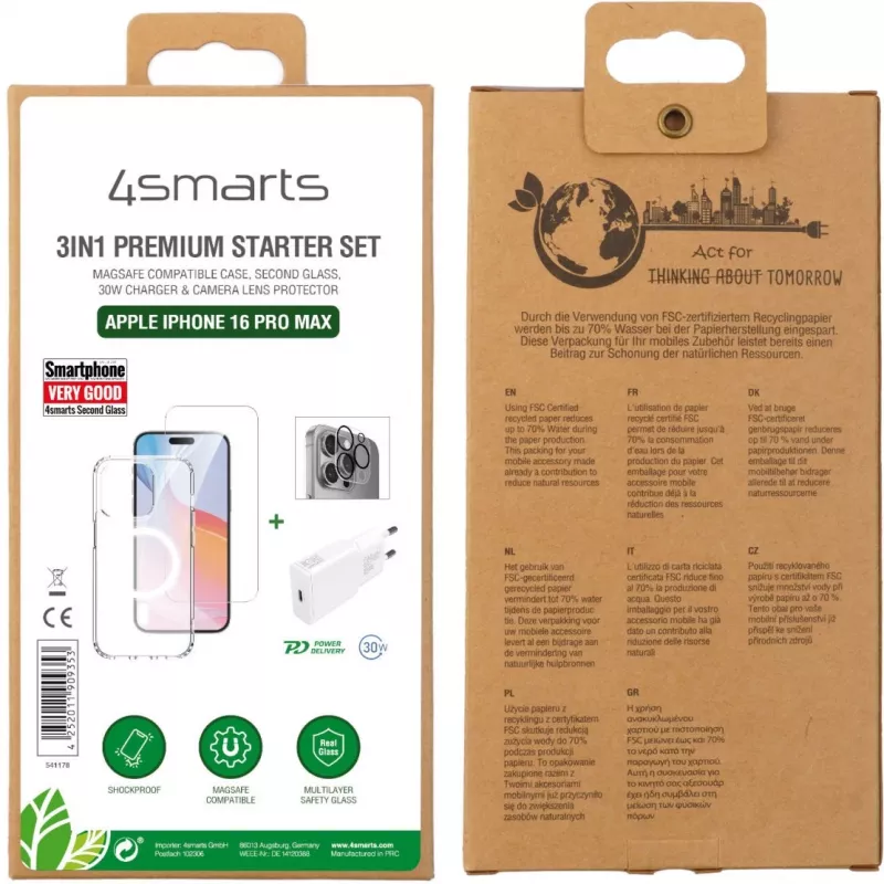 Cargador de interior 4smarts 541178 transparente blanco carga rápida USB Type-C