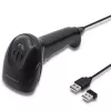 Lector de códigos de barras de mano QOLTEC 50868 — escáner láser 1D/2D, USB con cable e inalámbrico, distancia de trabajo 600 mm, negro