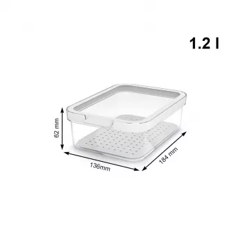 Recipiente de alimentos rotho 1053201100 rectangular 1,2 L transparente blanco, tecnopolímero, apto para lavavajillas