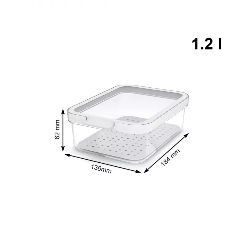 Recipiente de alimentos rotho 1053201100 rectangular 1,2 L transparente blanco, tecnopolímero, apto para lavavajillas