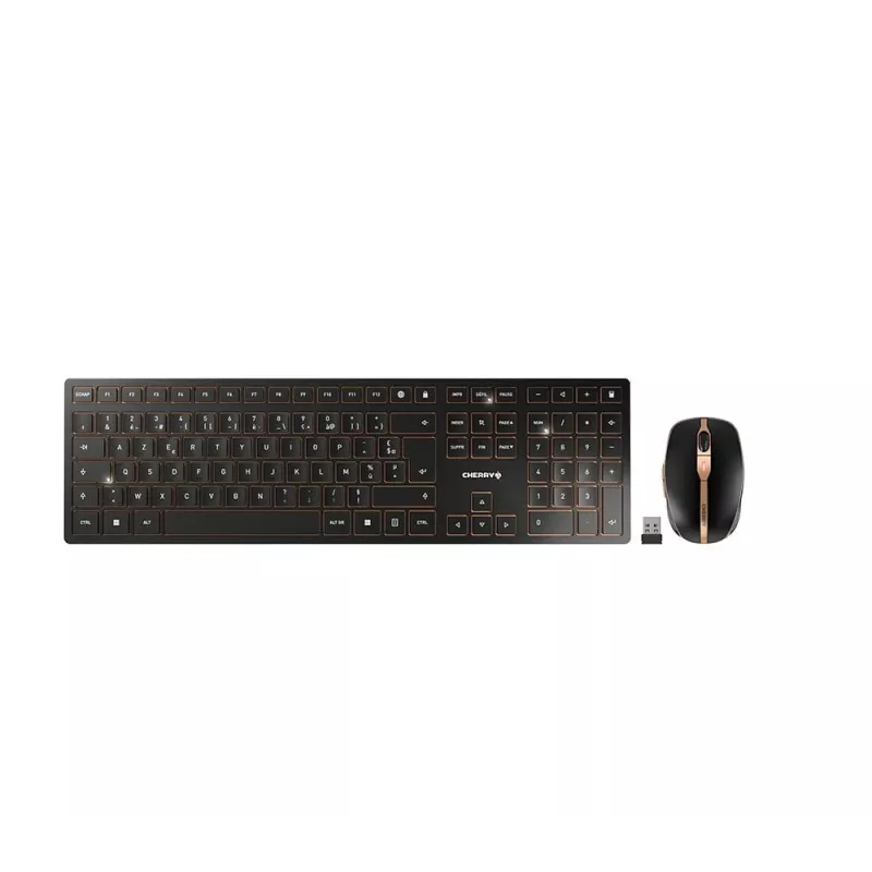 Teclado y ratón CHERRY DW 9100 fino universal RF inalámbrico + Bluetooth AZERTY francés negro
