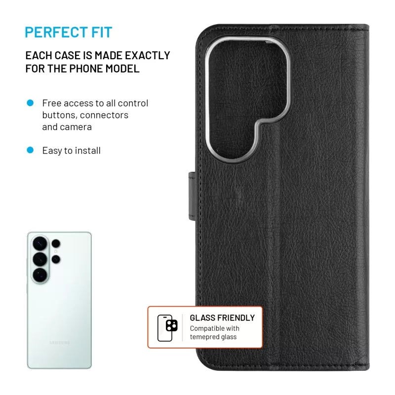 Fixed Opus | Funda tipo libro | Samsung | Galaxy S26 Ultra | Piel sintética | Negro