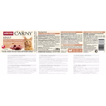 ANIMONDA Carny Adult Pollo, Corazones de Pavo y Pato - Comida húmeda para gatos - 200 g