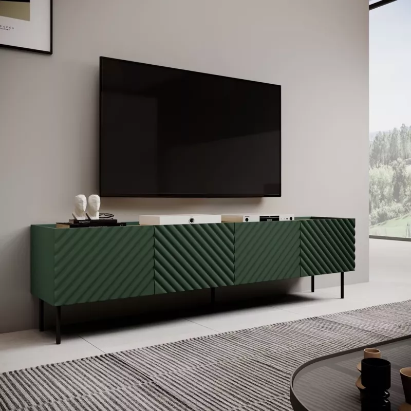 Mueble RTV 4D ONDA 200x40xH54.35 verde (de pie o montado en pared)