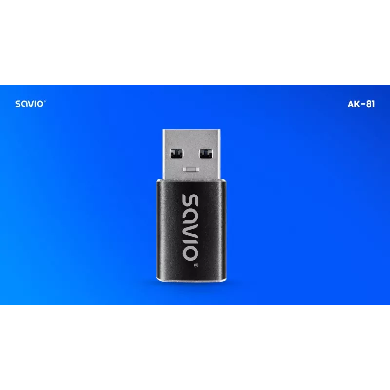 Adaptador de cable de vídeo Savio AK-81 USB Type-C USB Type-A negro