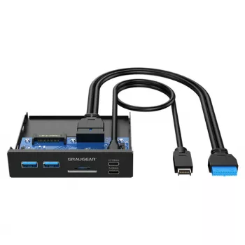 Graugear USB-HUB+lector de tarjetas panel frontal múltiple, Type-C USB retail (G-MP01CR)