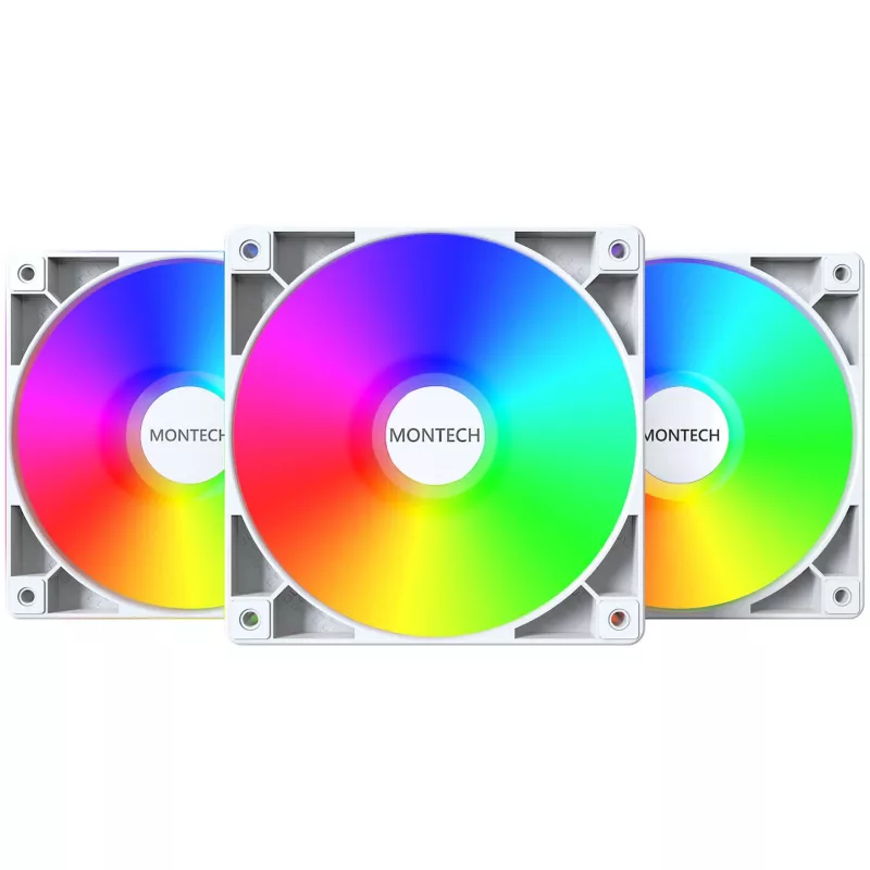 Set de ventiladores para carcasa Montech GF120 PWM ARGB 3 en 1 — ventilador PWM de 120 mm con iluminación ARGB
