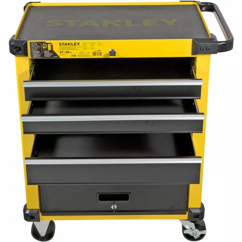 Carro de herramientas Stanley STST74305-1 con 5 cajones, amarillo/negro, 3 cajones planos + 2 altos