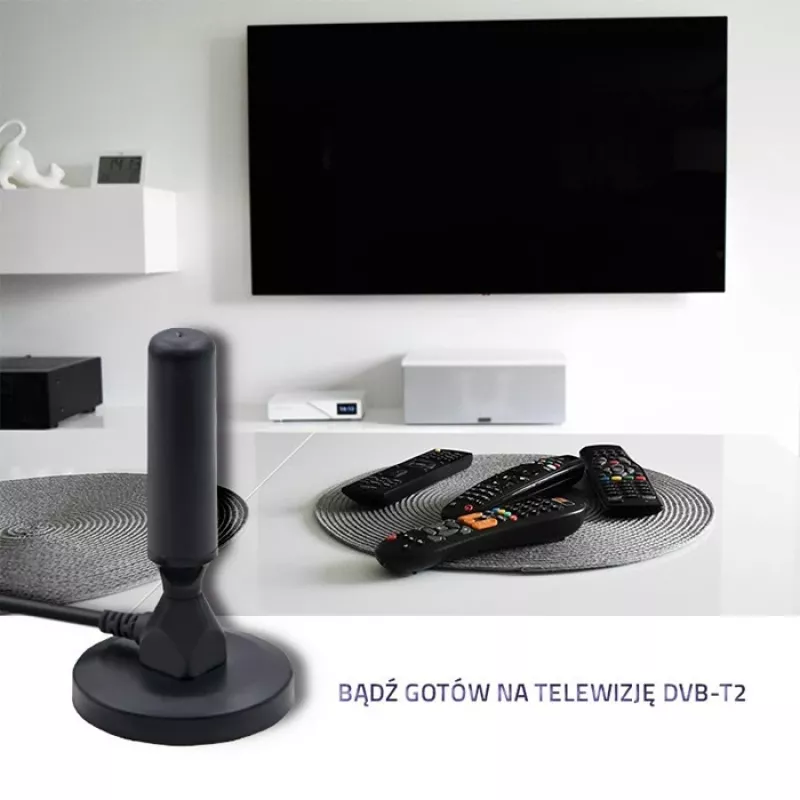 Antena de TV interior QOLTEC 57016 DVB-T2 – diseño compacto para recepción digital terrestre
