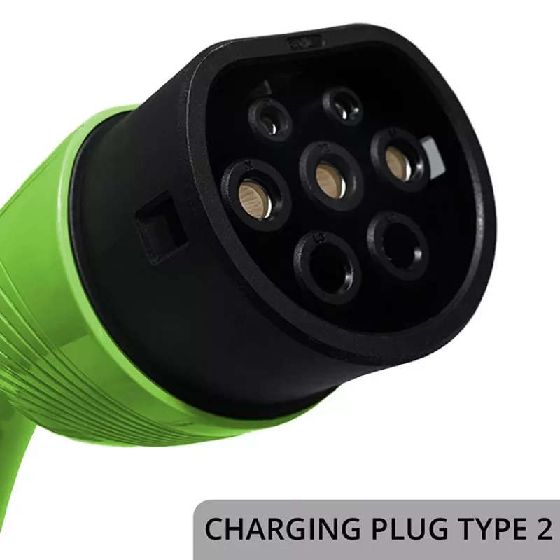 Cargador para coche eléctrico QOLTEC Mobile EV 2en1 Type2 11 kW 400 V Wi‑Fi TUYA SMART LIFE LCD wallbox portátil cable 5 m