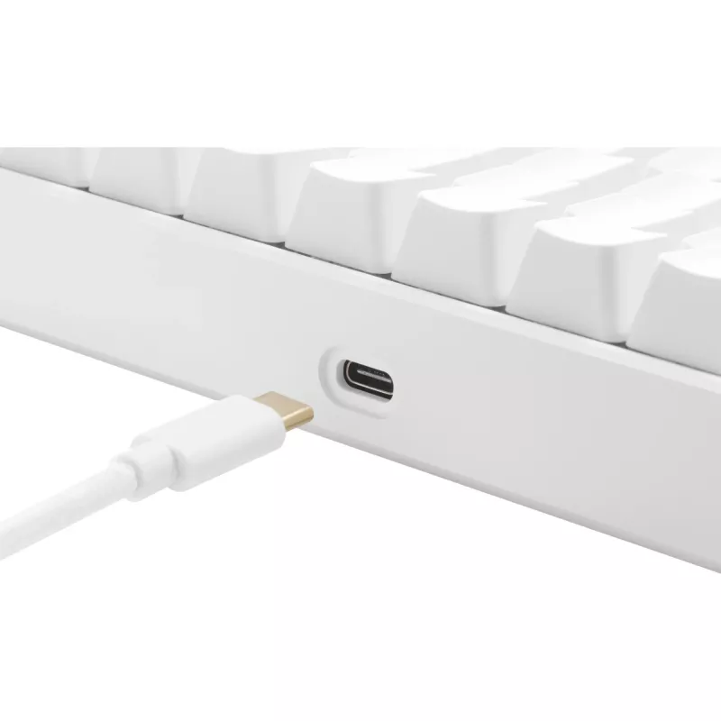 Deltaco GAM-100-W-DE. Teclado factor de forma: 65%. Estilo de teclado: Recto. Interfaz de dispositivo: USB + Bluetooth, interruptor de tecla: interruptor mecánico,