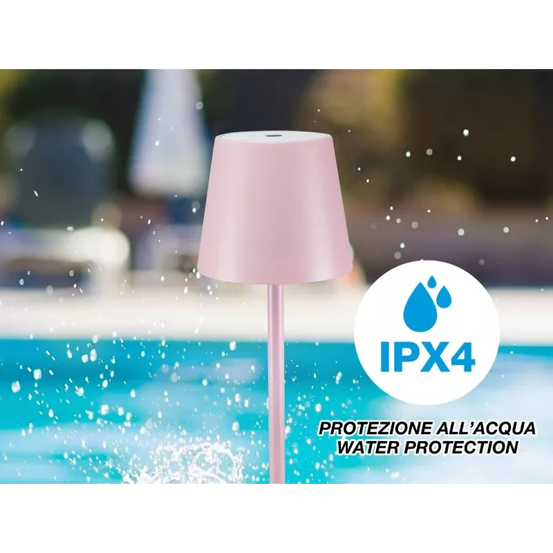Beper P201UTP125 lámpara de mesa LED recargable, táctil, regulable, IPX4, rosa