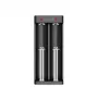 Cargador de baterías Li-Ion de doble ranura XTAR para celdas 18650, entrada USB-C, 2 ranuras, negro, indicadores LED