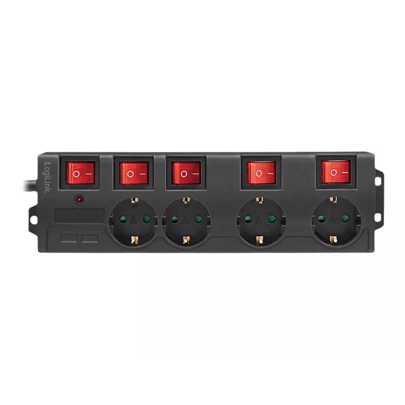 Regleta de alimentación LogiLink LPS251 1,5 m 4 tomas de corriente para interiores Negra