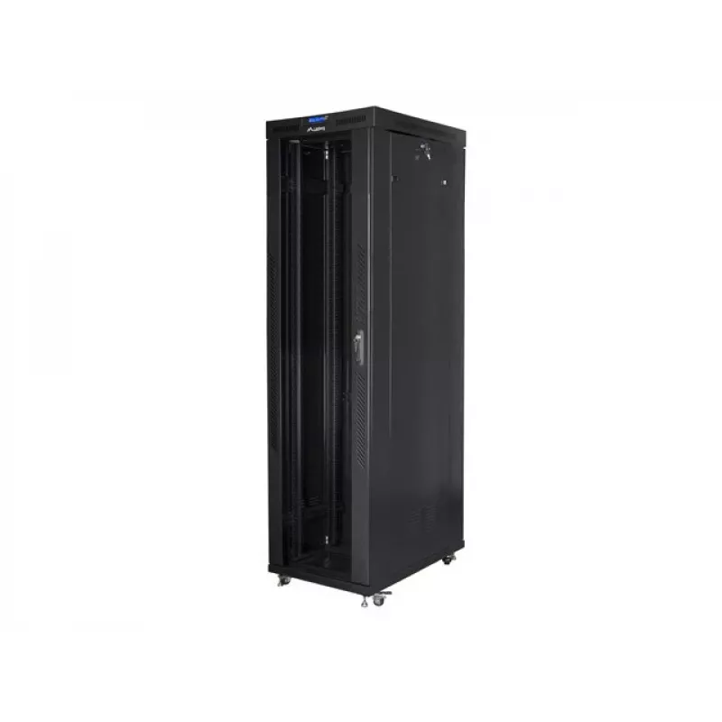 Lanberg FF01-8047-12BL armario rack de suelo de 19 pulgadas 47U, 800x1000 mm, puerta de cristal, LCD, IP20, para montar, negro