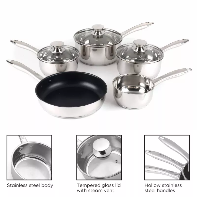 Juego de ollas Russell Hobbs BW06572EU72 — set de 5 piezas de acero inoxidable