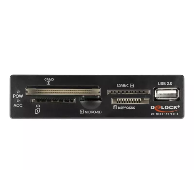 Lector de tarjetas DeLOCK 91708 USB 2.0 interno negro gris CF SD MicroSD