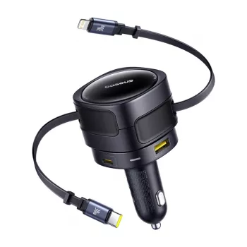 Cargador de coche Baseus Enjoyment Max 90W con conectores USB-C, Lightning y USB-A