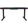 Escritorio gaming de altura ajustable con dos motores, función sentado/de pie, cargador inalámbrico, iluminación RGB, panel de control y puertos USB, tablero de vidrio templado, negro