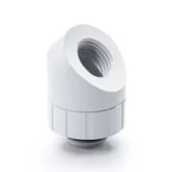 Racor giratorio de 45° BitsPower Artemis – blanco ártico (BPM-AT45R-WH)