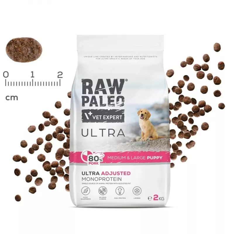 VETEXPERT RAW PALEO Ultra Pork Medium & Large Puppy pienso seco para perros 2 kg