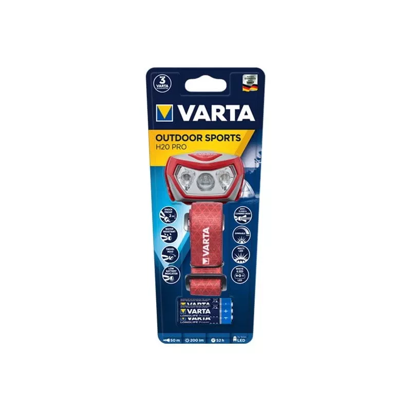 Linterna frontal Varta Outdoor Sports H20 Pro gris rojo