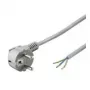 Cable de alimentación con toma de tierra acodado Wentronic Goobay para montaje propio, 1,5 m, gris - tipo F (tipo F, CEE 7/7) > extremos de cable sueltos (93975)