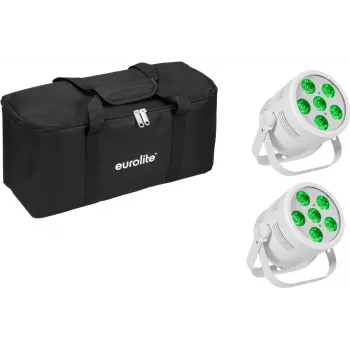 Foco par LED EUROLITE Silent Par 6 QCL Floor 2x con bolsa blanda — par LED QCL de suelo compacto, 2 unidades, bolsa de transporte