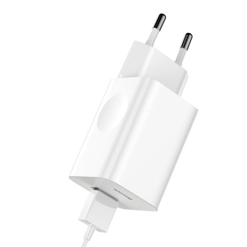 Cargador Baseus Quick Charger CCALL-BX02, 24 W máx, USB Fast Charge 3.0, blanco, 100–240 V