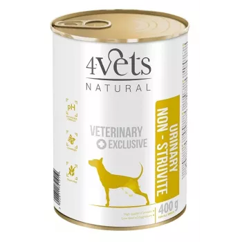 Comida húmeda para perros 4vets Natural Urinary No Struvit 400 g – dieta veterinaria para la salud urinaria, pavo