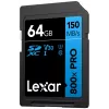 Memoria flash SDXC Lexar 64 GB UHS-I 800xPRO — Clase 10, U3, V30, 150 MB/s