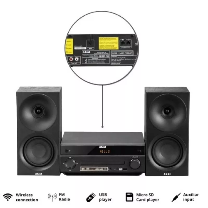 Sistema de audio AKAI AM-301 BK Music Center – equipo de audio compacto para el hogar