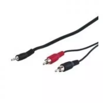 Wentronic Goobay cable adaptador de jack 3,5 mm a RCA, negro, 15 m – conector macho jack 3,5 mm (3 polos, estéreo) > 2 conectores macho RCA (audio izquierda/derecha) (50780)