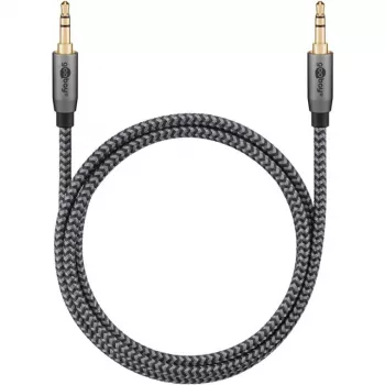 Cable de conexión de audio Plus AUX 3,5 mm estéreo (negro/plata, 2 metros)