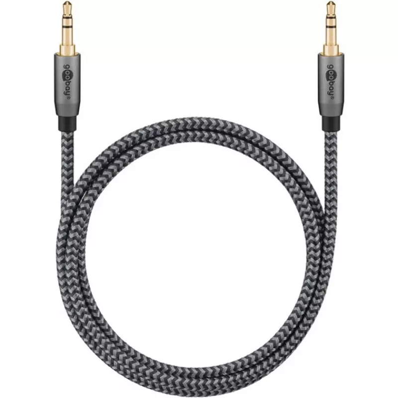 Cable de conexión de audio Plus AUX 3,5 mm estéreo (negro/plata, 2 metros)