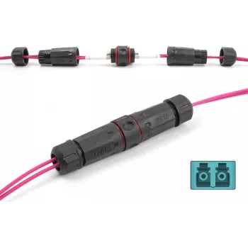 Conector de fibra óptica DeLOCK LC Duplex conector hembra a LC Duplex conector hembra OM3 impermeable