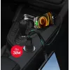 Cargador para coche Unitek P1400A con USB-C y USB-A, 38W, Quick Charge 3.0, entrada 12–24V, negro