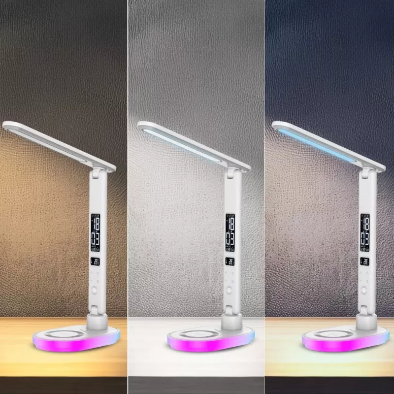 Lámpara de mesa Hawk HW-LAMP03 blanca RGB — lámpara de escritorio LED ajustable con iluminación RGB