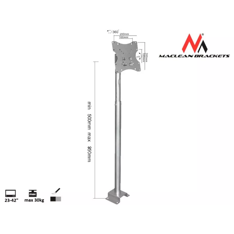Soporte de techo ajustable Maclean MC-504A S 23-42 30kg