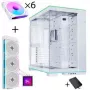 Bundle de caja para PC Lian Li O11 Dynamic EVO RGB + HydroShift II LCD-S 360TL AiO + 6x UNI FAN SL-INF 120 Reverse Blade Fan - blanco