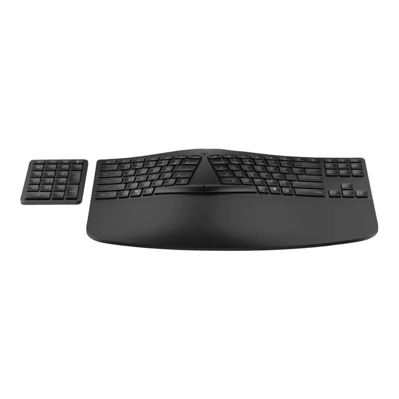 HP 960 Teclado inalámbrico ergonómico, Tamaño completo (100%), inalámbrico, RF Wireless + Bluetooth, Membrana, Negro