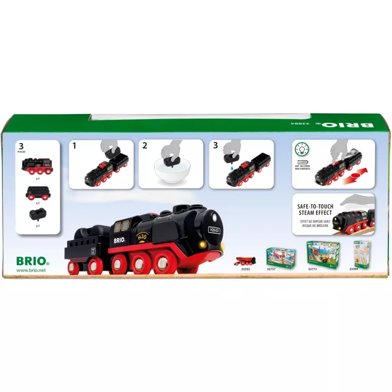 Brio locomotora de vapor a pilas con depósito de agua, a partir de 3 años