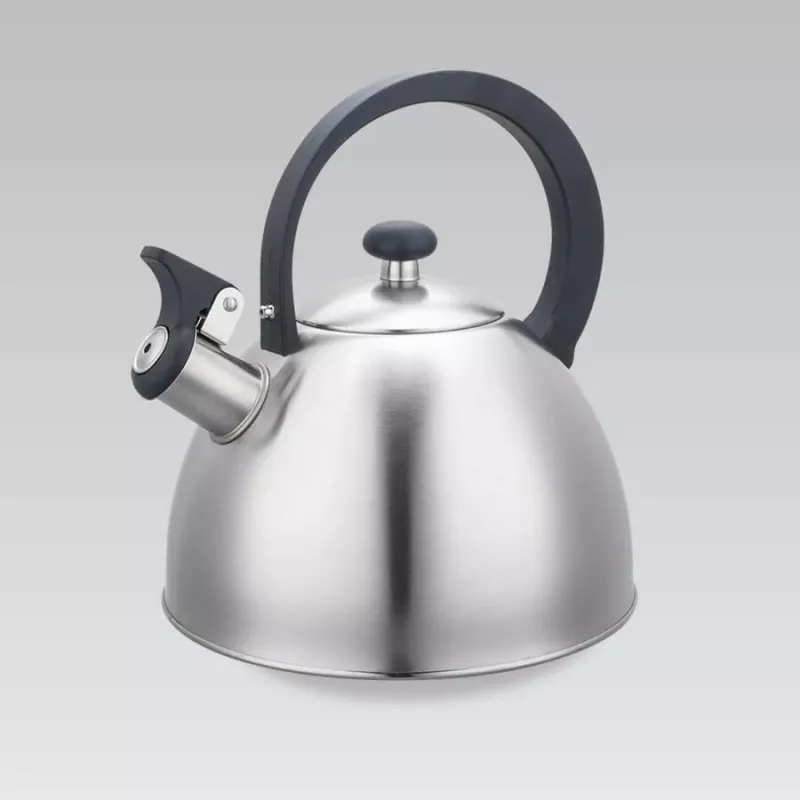 Hervidor Maestro MR1302 acero inoxidable 2,5 L, apto para inducción, silbato con tapa abatible, asa negra